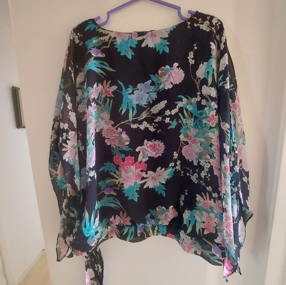 Addition Elle Floral Blouse With Side Tie - Picture 5 of 6